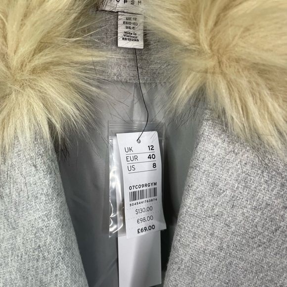 TOPSHOP Monica Light Gray Faux Fur Coat - Picture 7 of 9